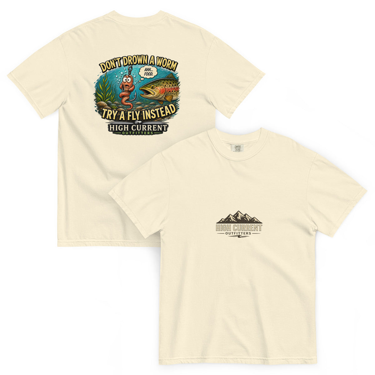 Ivory River Crew Worm fishing T-shirt with trout and worm graphic